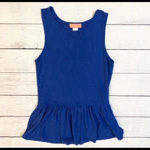 Royal Blue Sleeveless Peplum Tank-Large